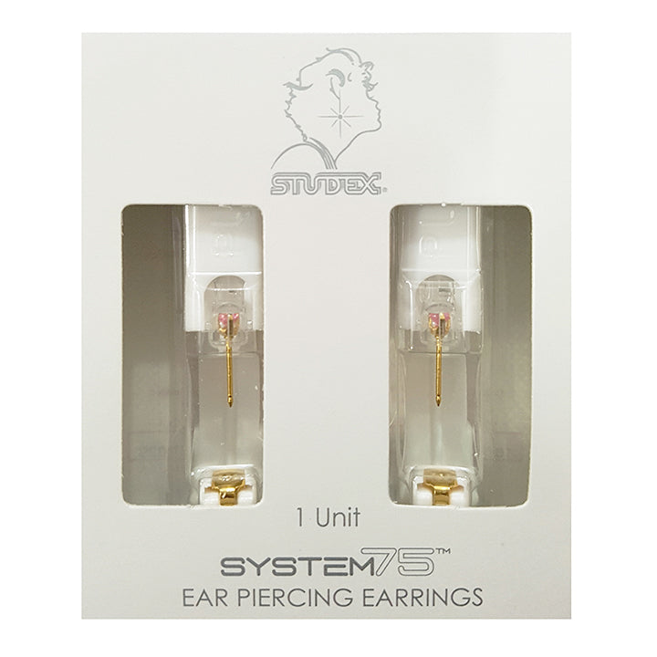 3MM Pink Cubic Zirconia 24K Pure Gold Plated Ear Piercing Stud