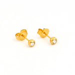 Load image into Gallery viewer, 3MM April Crystal 24K Pure Gold Plated Ear Piercing Stud
