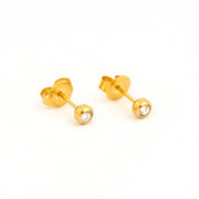 3MM April Crystal 24K Pure Gold Plated Ear Piercing Stud