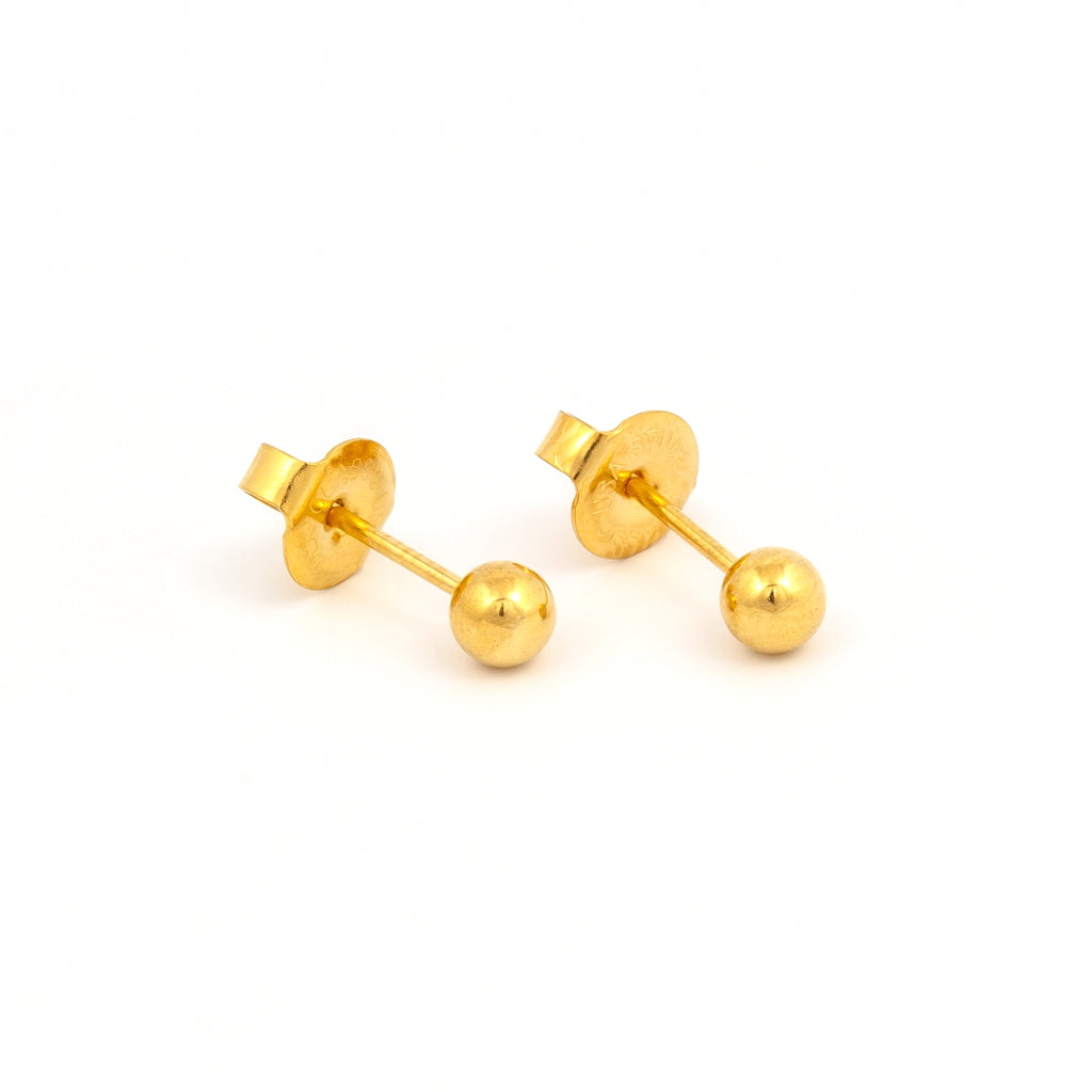4MM Ball 24K Pure Gold Plated (Self Piercer) Ear Stud