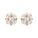 Load image into Gallery viewer, 3X3MM Princess Cut Cubic Zirconia 24K Pure Gold Plated Ear Piercing Stud
