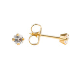 Load image into Gallery viewer, 3X3MM Princess Cut Cubic Zirconia 24K Pure Gold Plated Ear Piercing Stud
