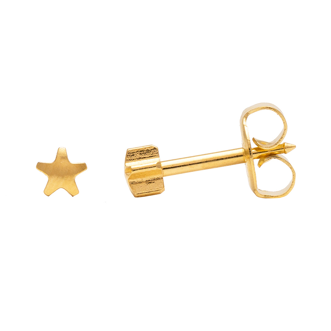 4MM Star 24K Pure Gold Plated Ear Piercing Stud
