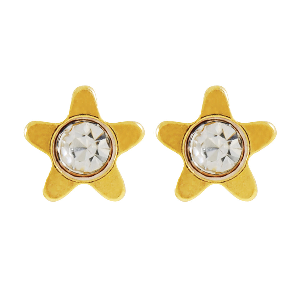 4MM Starlite April Crystal 24K Pure Gold Plated Ear Piercing Stud