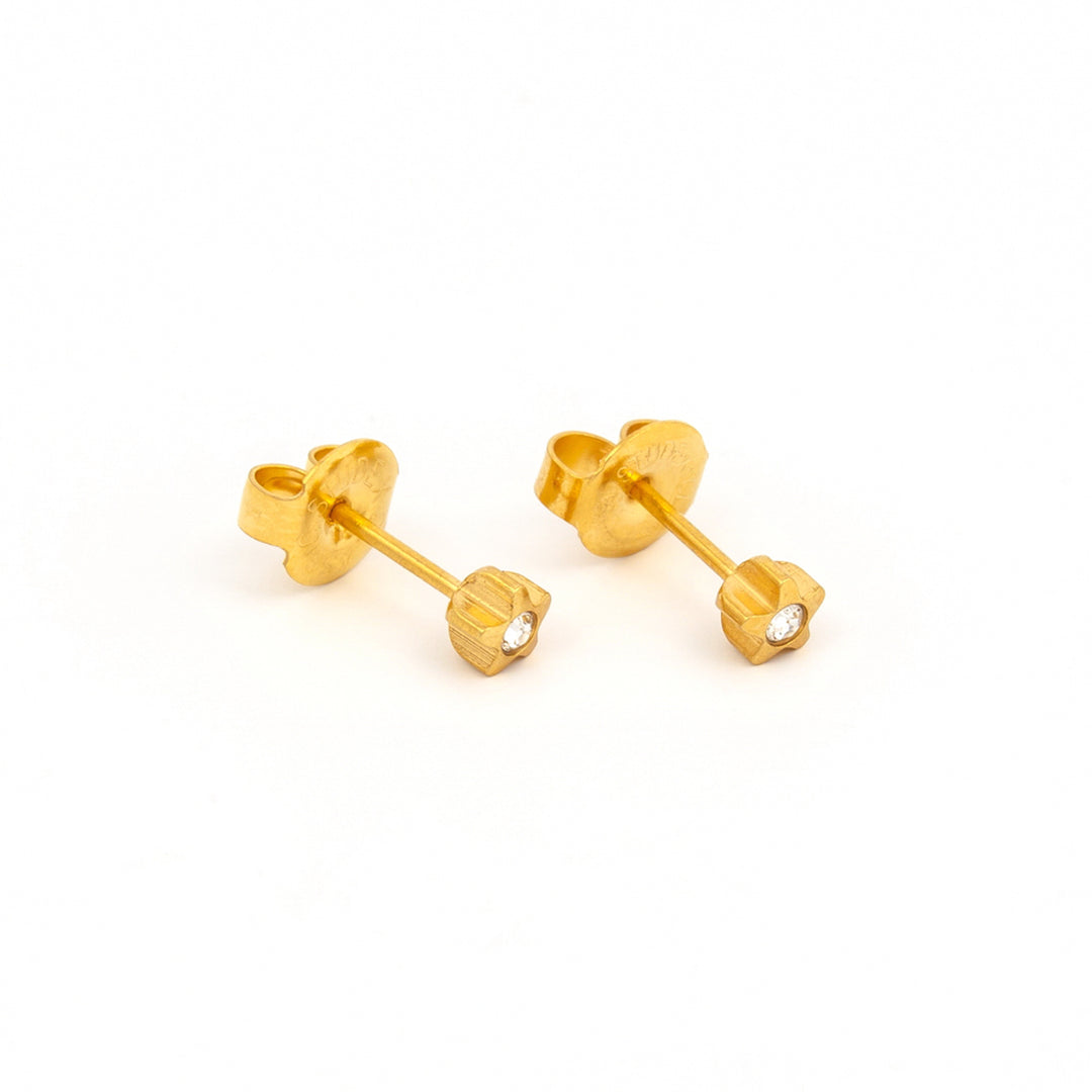 4MM Starlite April Crystal 24K Pure Gold Plated Ear Piercing Stud