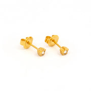 4MM Starlite April Crystal 24K Pure Gold Plated Ear Piercing Stud