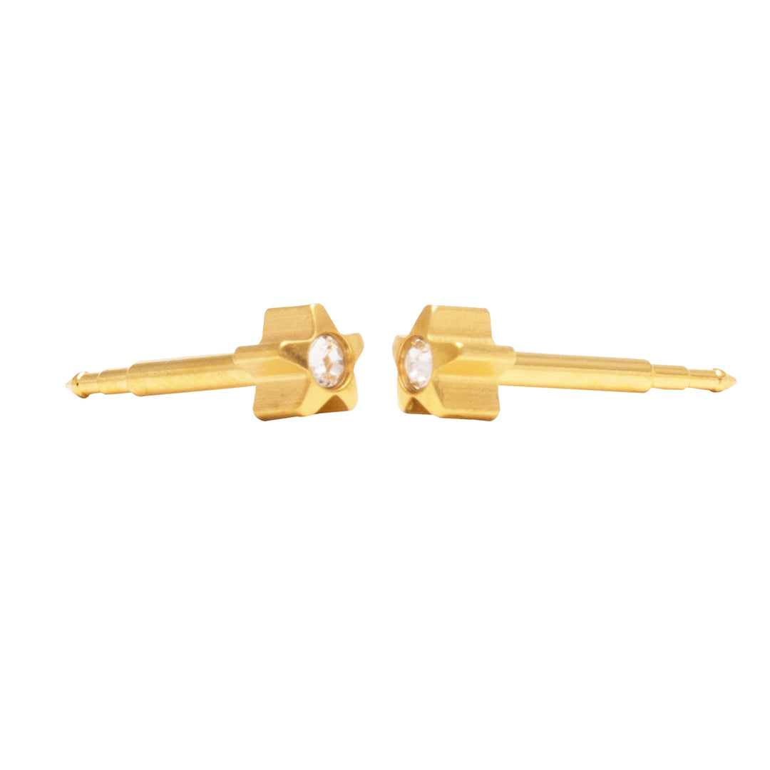 4MM Starlite April Crystal 24K Pure Gold Plated Ear Piercing Stud