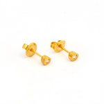 Load image into Gallery viewer, 4MM Heartlite April Crystal 24K Pure Gold Plated Ear Piercing Stud
