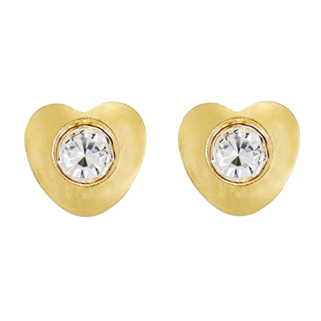 4MM Heartlite April Crystal 24K Pure Gold Plated Ear Piercing Stud