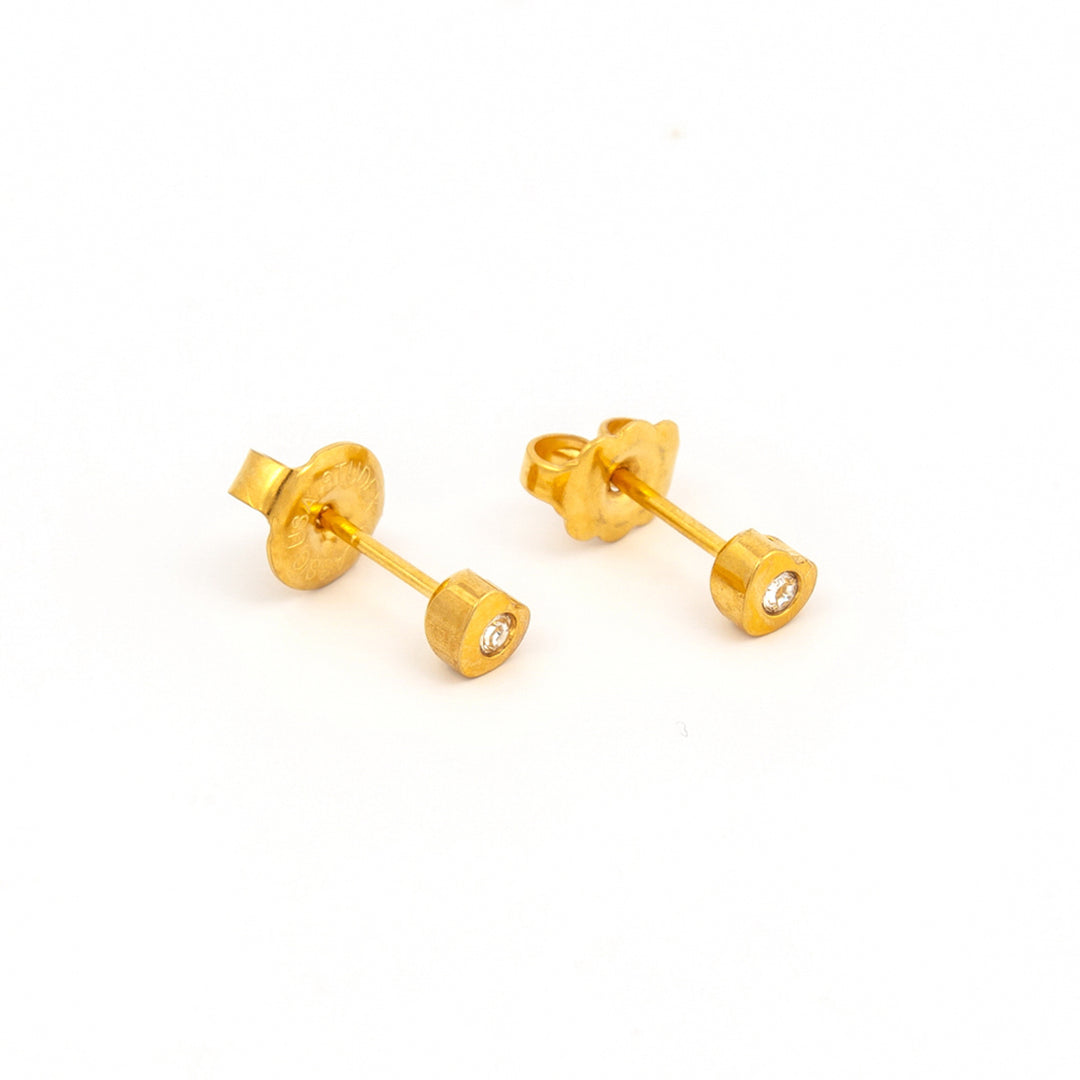 4MM Heartlite April Crystal 24K Pure Gold Plated Ear Piercing Stud