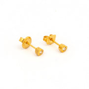 4MM Heartlite April Crystal 24K Pure Gold Plated Ear Piercing Stud
