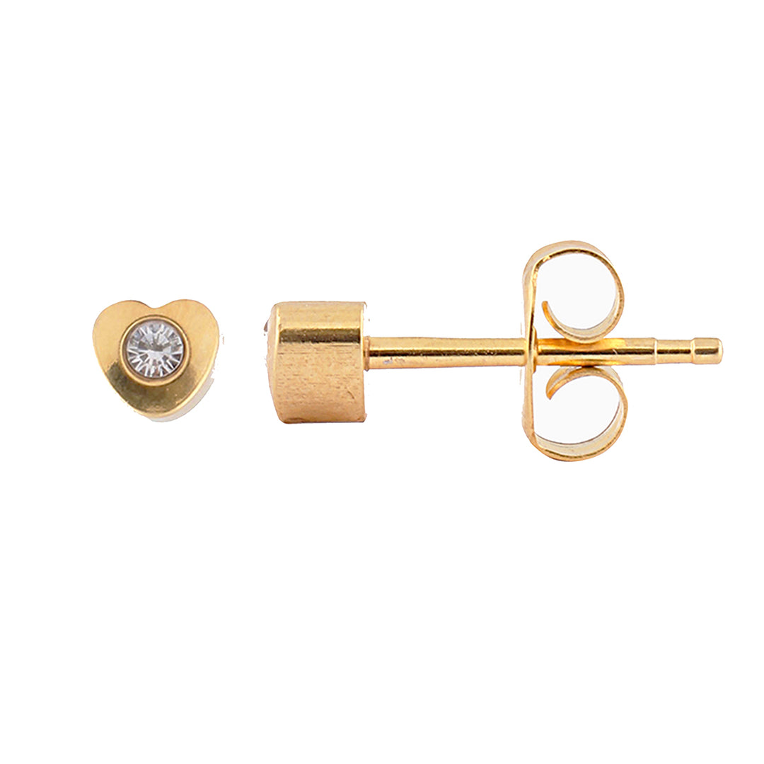 4MM Heartlite April Crystal 24K Pure Gold Plated Ear Piercing Stud
