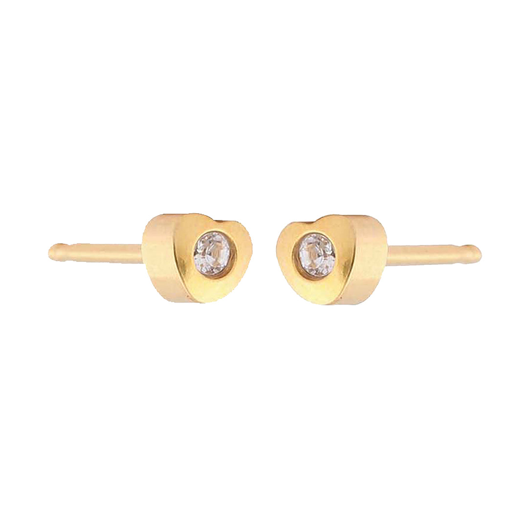 4MM Heartlite April Crystal 24K Pure Gold Plated Ear Piercing Stud
