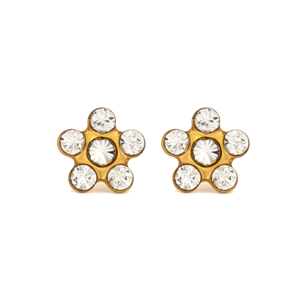 April Crystal 24K Pure Gold Plated Ear Piercing Stud