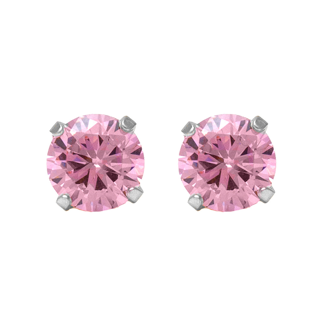 3MM Pink Cubic Zirconia Allergy-free Stainless Steel Ear Piercing Stud