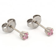 3MM Pink Cubic Zirconia Allergy-free Stainless Steel Ear Piercing Stud