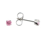 Load image into Gallery viewer, 3MM Pink Cubic Zirconia Allergy-free Stainless Steel Ear Piercing Stud
