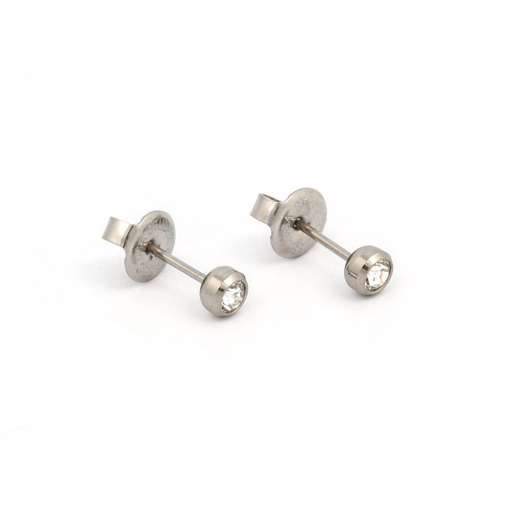 3MM April Crystal Allergy-free Stainless Steel Ear Piercing Stud