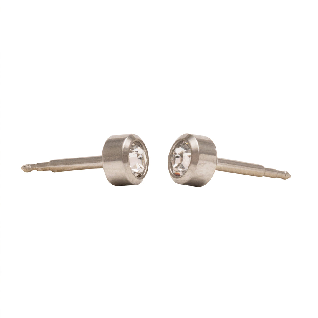 3MM April Crystal Allergy-free Stainless Steel Ear Piercing Stud