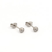 3MM Cubic Zirconia Bezel Allergy-free Stainless Steel Ear Piercing Stud
