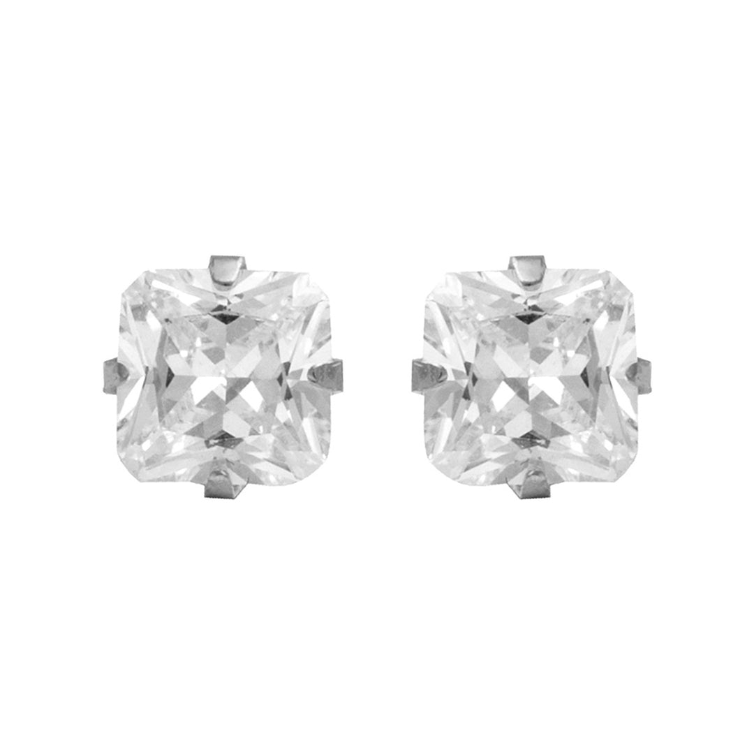 3MM Cubic Zirconia Princess Cut Allergy-free Stainless Steel Ear Piercing Stud