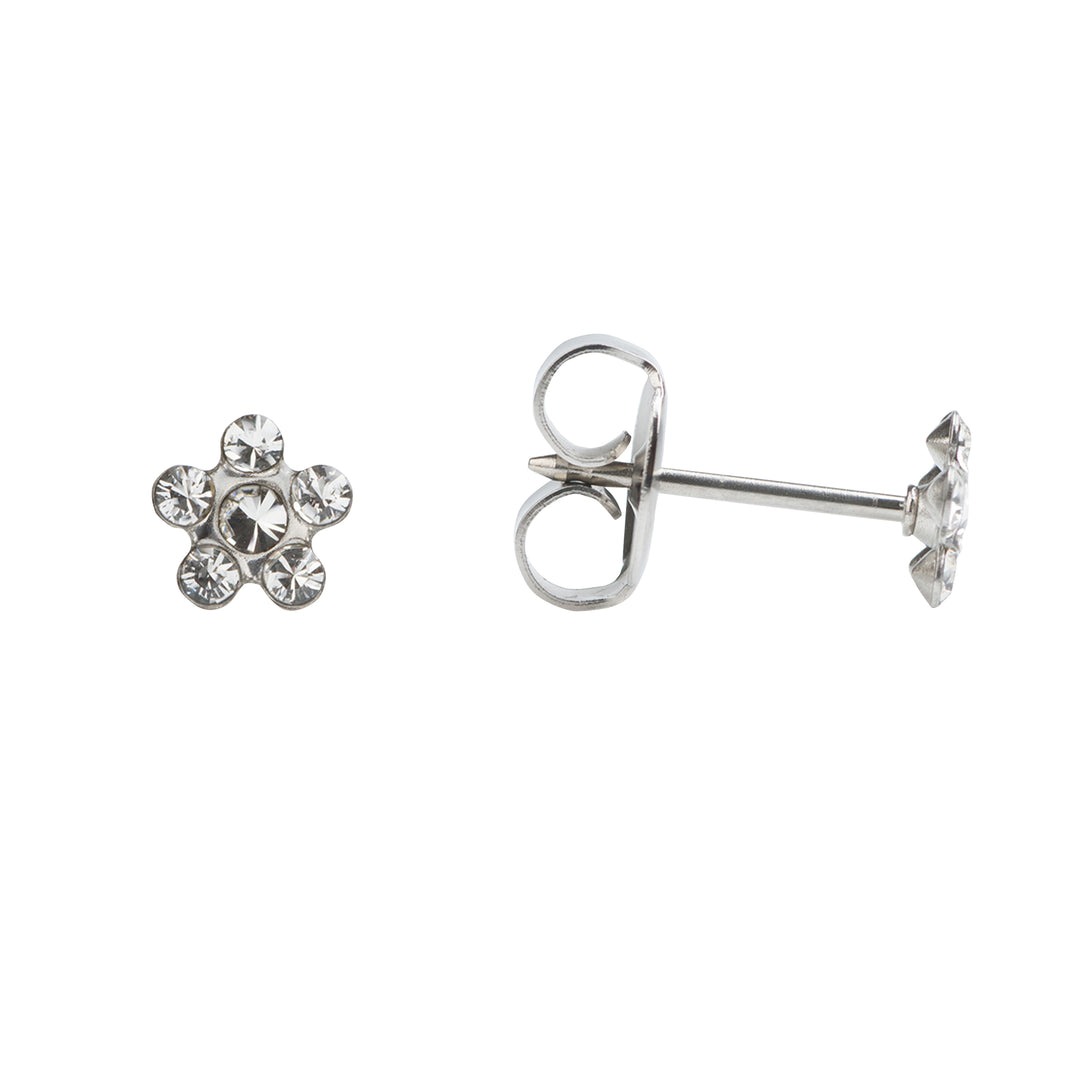 Daisy April Crystal Allergy-free Stainless Steel (Self Piercer) Ear Stud