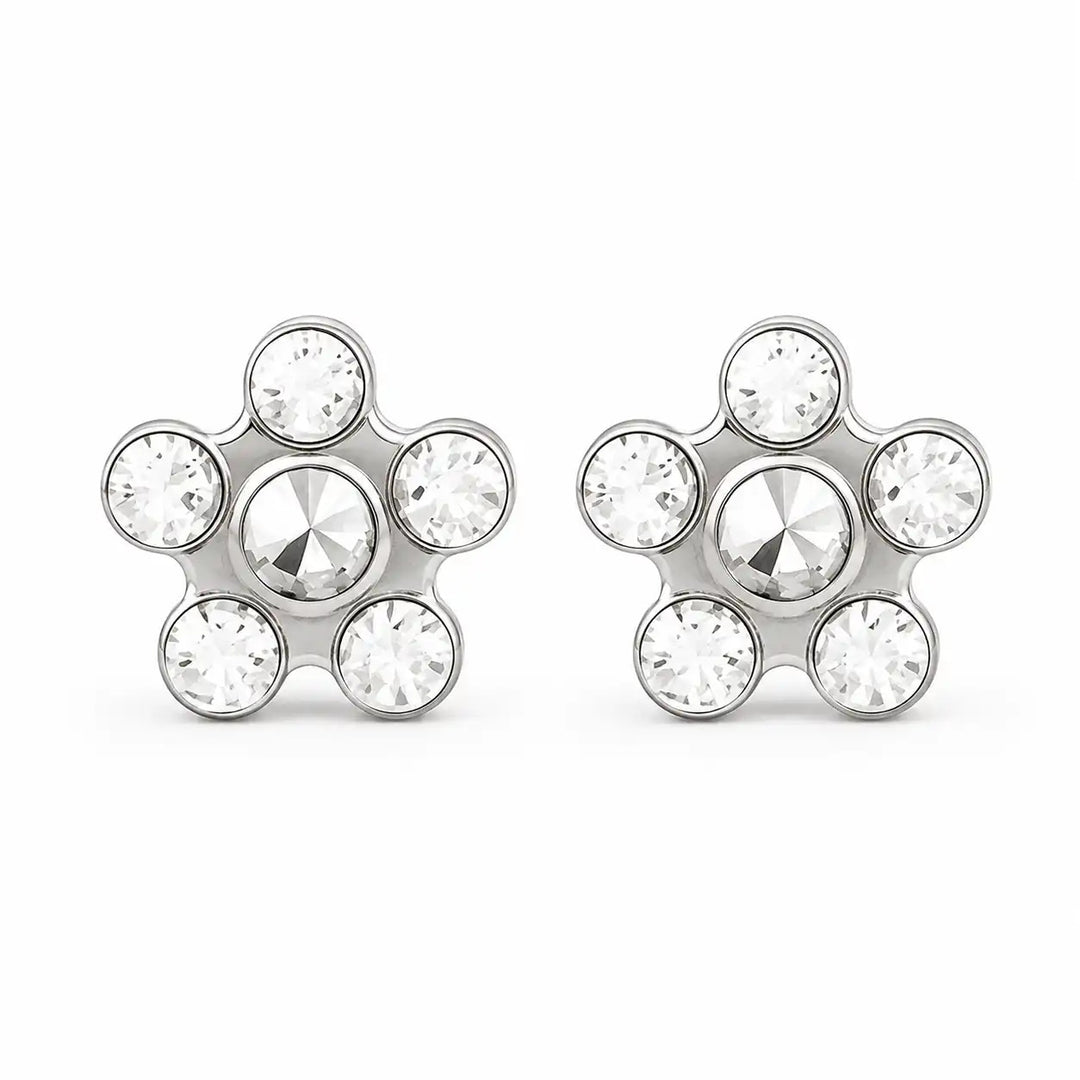 أقراط أذن Daisy Apr Crystal المصنوعة من الفولاذ المقاوم للصدأ والخالية من مسببات الحساسية