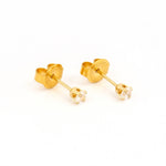 Load image into Gallery viewer, 3MM Cubic Zirconia 18K Gold Ear Piercing Stud
