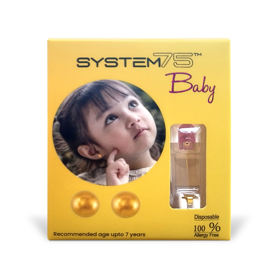 3MM Ball 18K Gold Ear Piercing Stud For Kids
