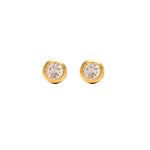 Load image into Gallery viewer, 2MM April Crystal Bezel 18K Gold Ear Piercing Stud
