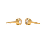 Load image into Gallery viewer, 2MM April Crystal Bezel 18K Gold Ear Piercing Stud
