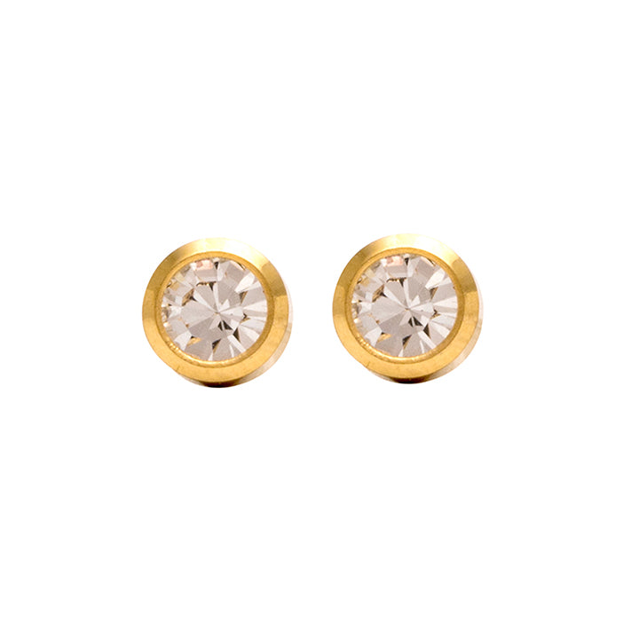2MM Bezel 18K Gold Ear Piercing Stud For Kids