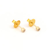2MM Bezel 18K Gold Ear Piercing Stud For Kids