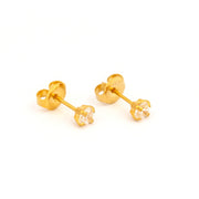 4MM Cubic Zirconia 24K Pure Gold Plated Ear Piercing Stud