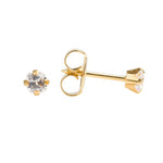 Load image into Gallery viewer, 4X4MM Cubic Zirconia Princess Cut 24K Pure Gold Plated Ear Piercing Stud
