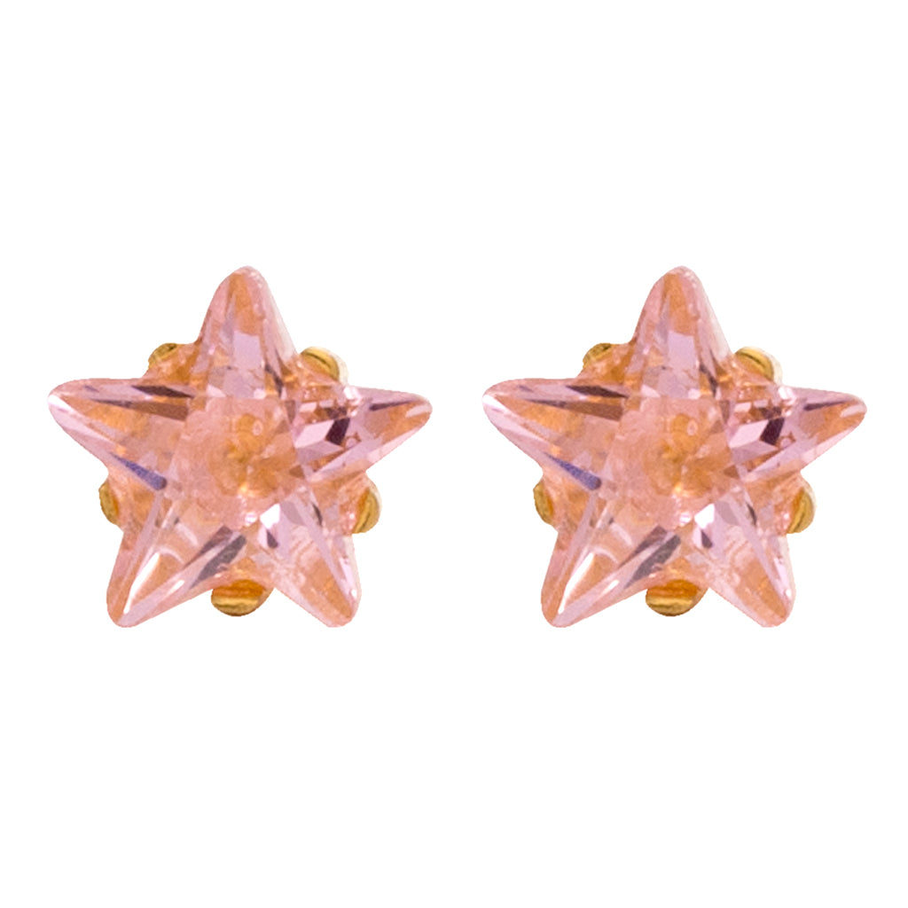 5MM Pink Star Cubic Zirconia 24K Pure Gold Plated Ear Piercing Stud (Copy)
