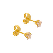 5MM Cubic Zirconia Star 24K Pure Gold Plated (Self Piercer) Ear Stud