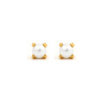 Load image into Gallery viewer, 4MM White Pearl 24K Pure Gold Plated Ear Piercing Stud
