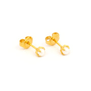 4MM White Pearl 24K Pure Gold Plated Ear Piercing Stud
