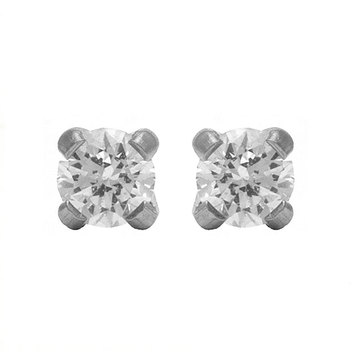 4MM Cubic Zirconia Allergy-Free Stainless Steel (Self Piercer) Ear Stud