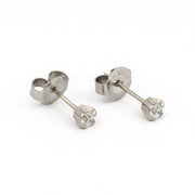 4MM Cubic Zirconia Allergy-Free Stainless Steel (Self Piercer) Ear Stud