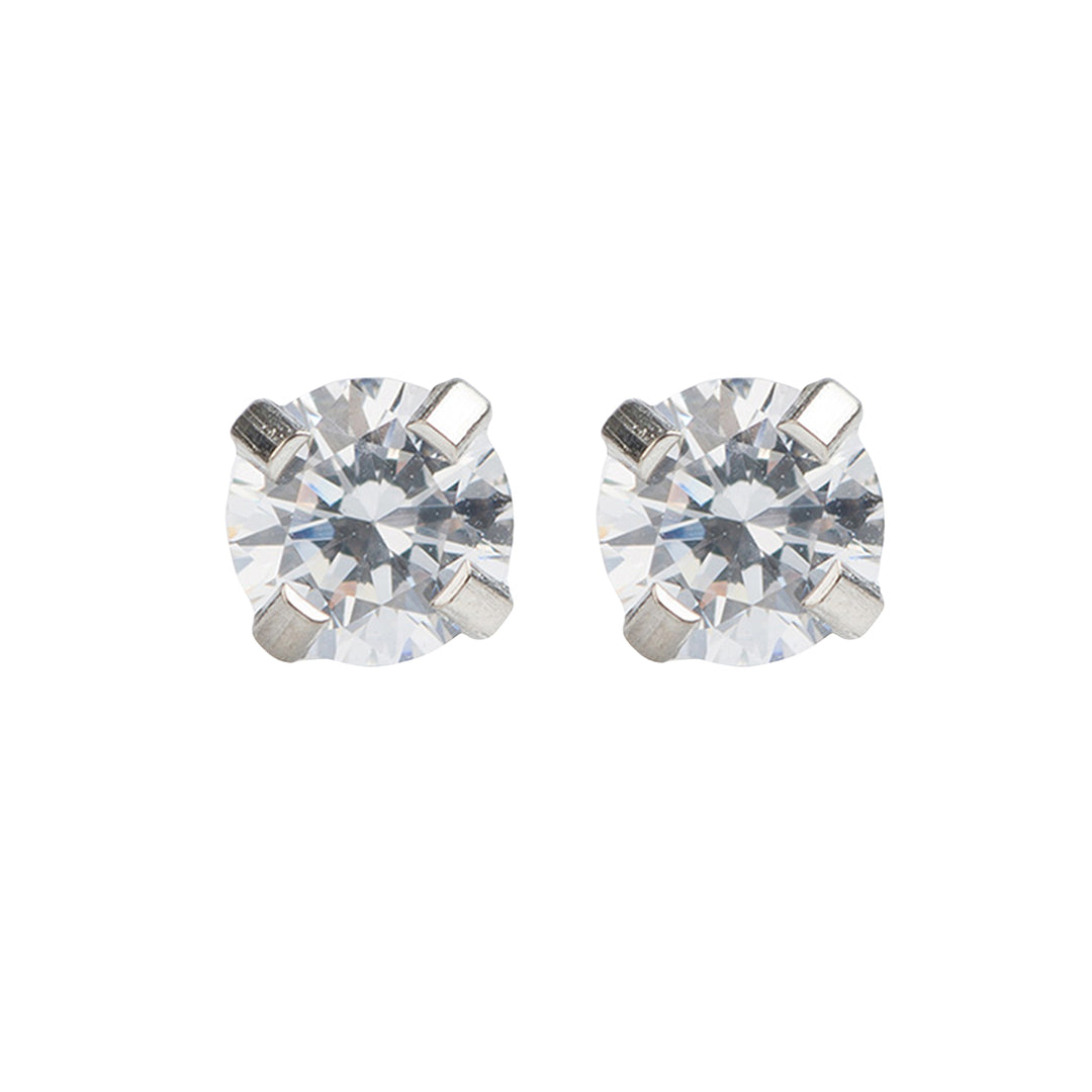 4MM Cubic Zirconia Allergy-free Stainless Steel Ear Piercing Stud
