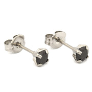 4MM Black Cubic Zirconia Allergy-free Stainless Steel Ear Piercing Stud
