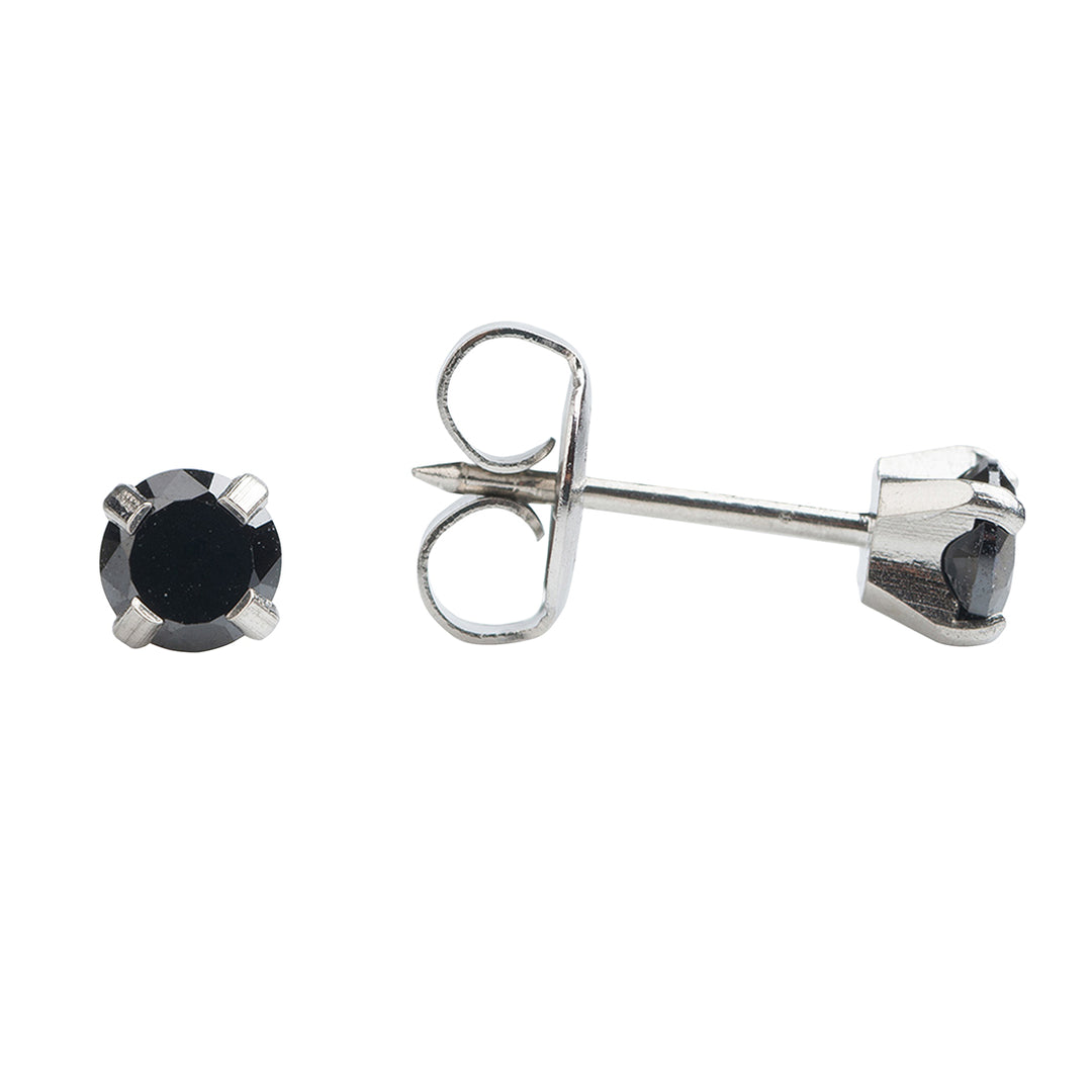 4MM Black Cubic Zirconia Allergy-free Stainless Steel Ear Piercing Stud