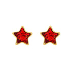 Load image into Gallery viewer, 6MM Star Red Glitter 24K Pure Gold Plated Ear Piercing Stud
