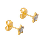 Load image into Gallery viewer, 6MM Star Clear Glitter 24K Pure Gold Plated Ear Piercing Stud
