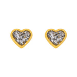Load image into Gallery viewer, 6MM Heart Clear Glitter 24K Pure Gold Plated Ear Piercing Stud
