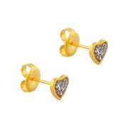 6MM Heart Clear Glitter 24K Pure Gold Plated Ear Piercing Stud