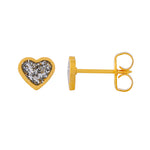 Load image into Gallery viewer, 6MM Heart Clear Glitter 24K Pure Gold Plated Ear Piercing Stud
