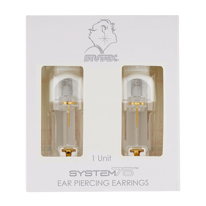 6MM Heart Clear Glitter 24K Pure Gold Plated Ear Piercing Stud